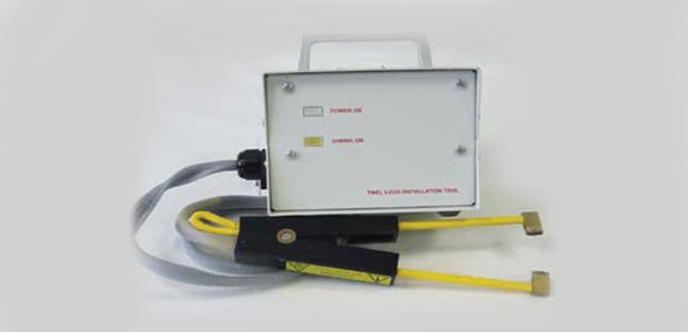 Figure 2: The TE AD-5000 installation tool is used to correctly install the Tinel-Lock for screened terminations.